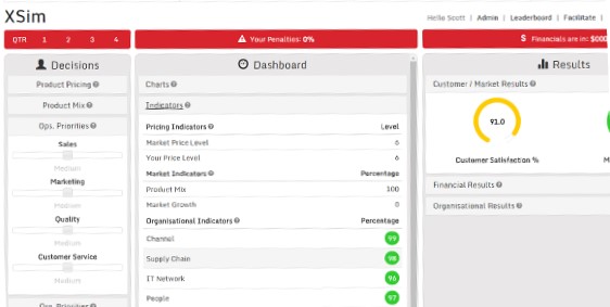 The XSIM dashboard