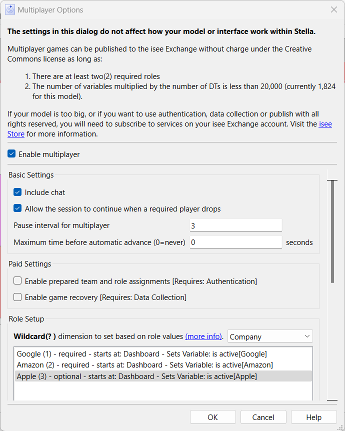 Multiplayer Options dialog